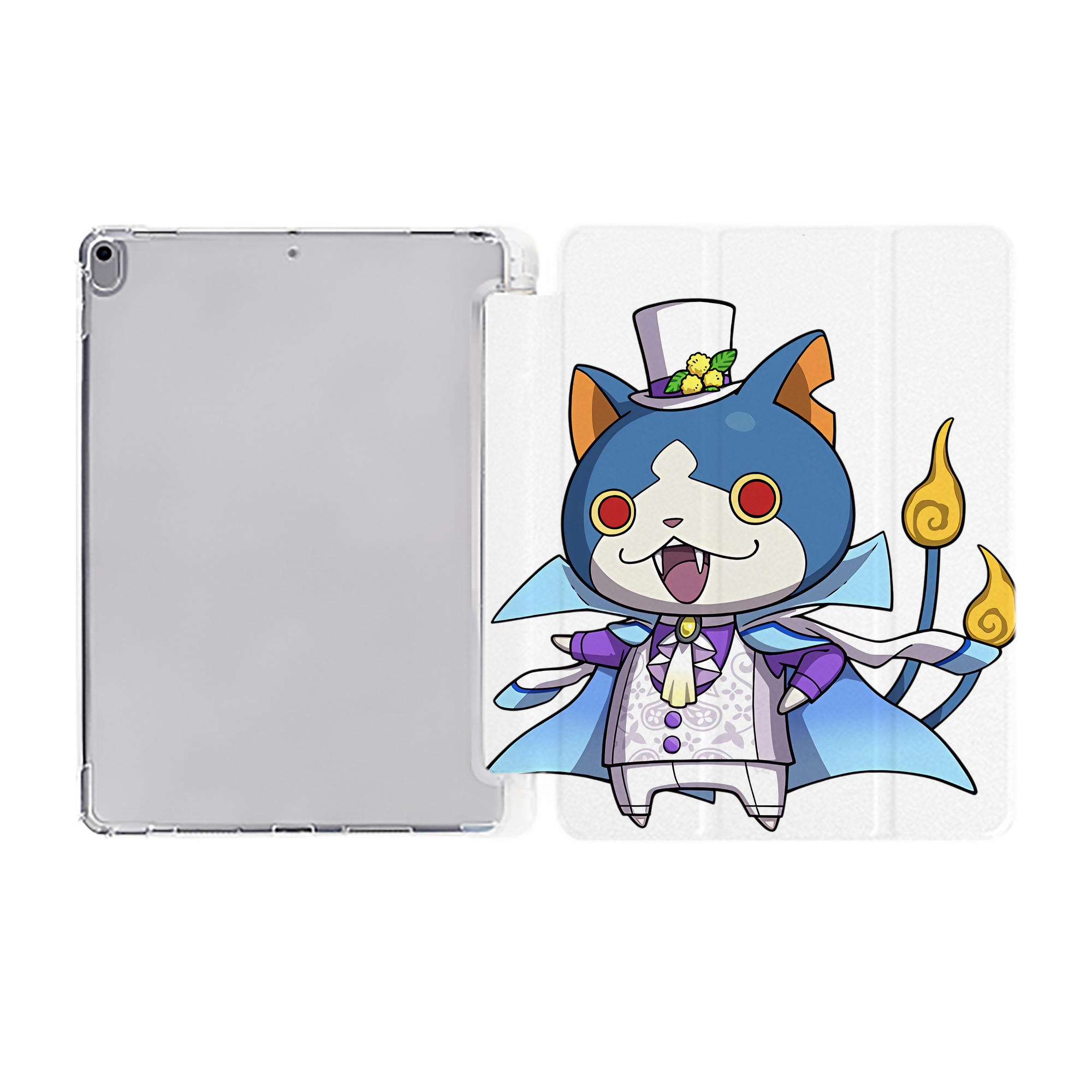（画像用） 妖怪ウォッチ Yo-kai Watch IPad ケース ペン収納付き 三つ折りスタンド PUレザー×シリコン 対応機種9.5/10.5/10.9インチ